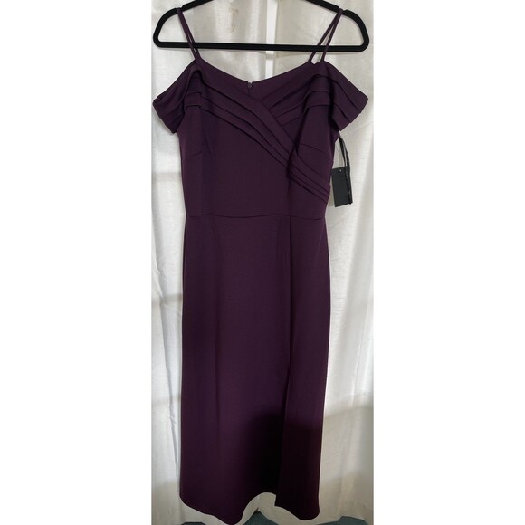 Alexa B Dresses & Skirts - Alexa B Evening Gown Womens Size 12 Purple Off Shoulder Pleats Slit Maxi Party